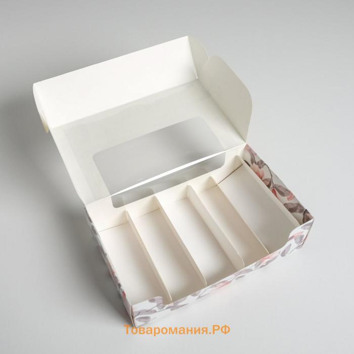 Коробка для эклеров, кондитерская упаковка, 5 вкладышей, Present, 25.2 х 15 х 7 см