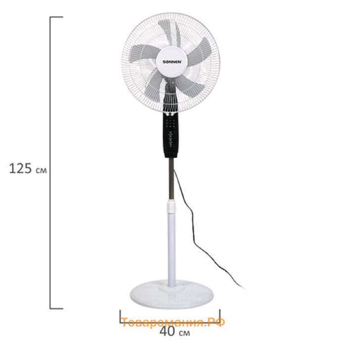 Вентилятор SONNEN TF-45W-40-520, напольный, 45 Вт, 3 режима, пульт ДУ, белый