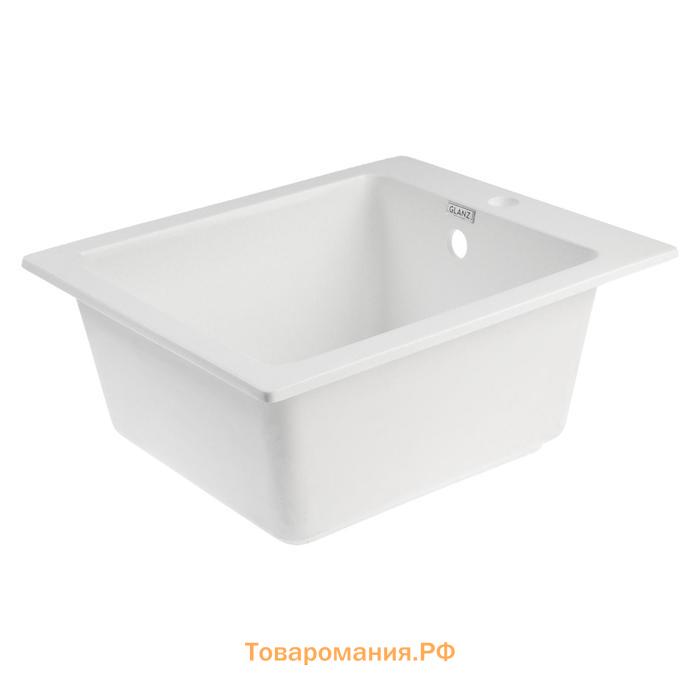 Мойка кухонная из камня Glanz Линди L8G31, 500х425х195 мм, глянцевая, белая