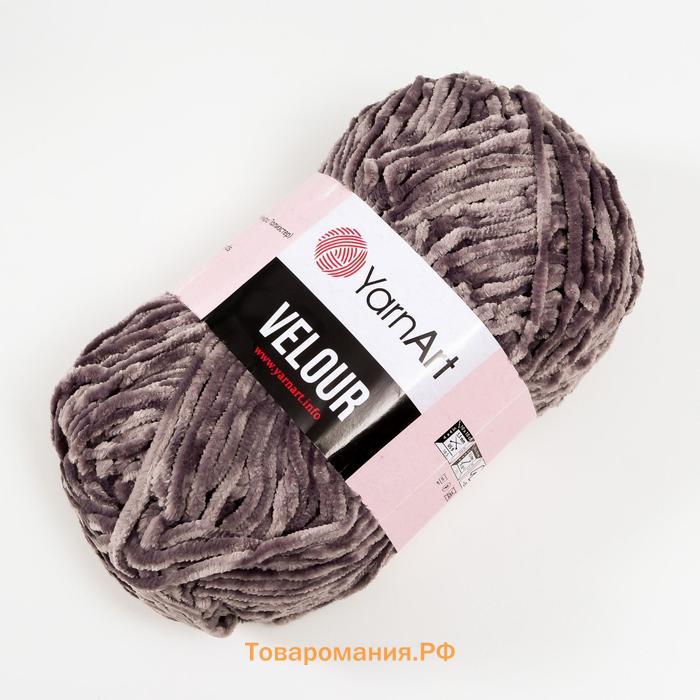 Пряжа "Velour" 100% микрополиэстер 170м/100г (858 серый)