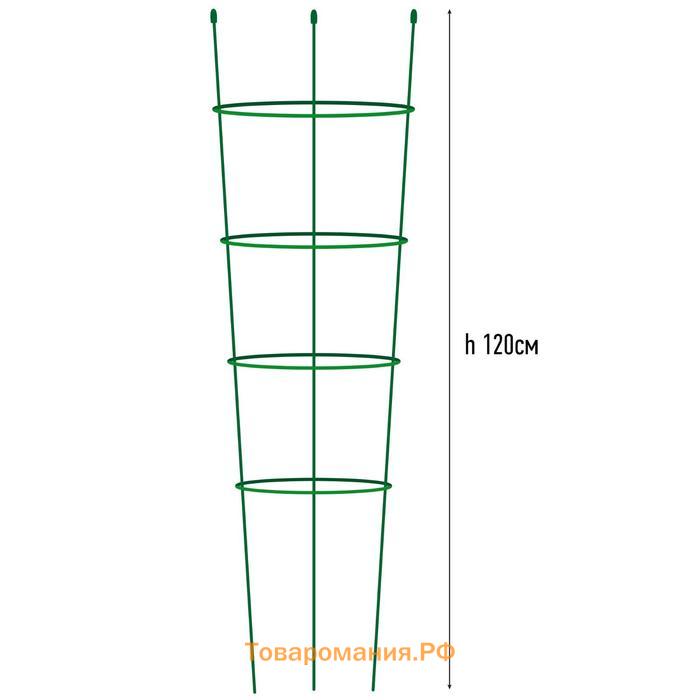 Опора для растений, 4 кольца, h = 120 см, d = 28-26-24-22 см, металл