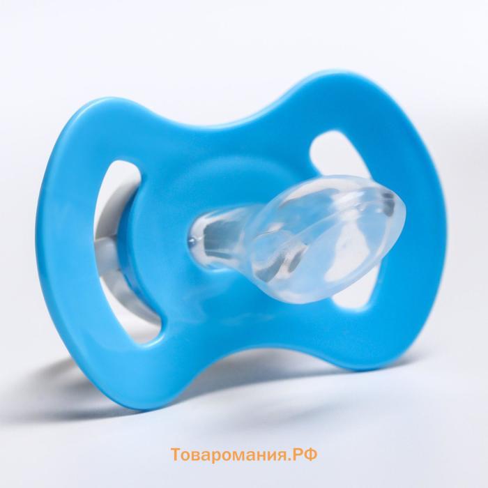 Соска - пустышка силиконовая ортодонтическая «ТРЕНД Пингвин», от 3 мес., цвет голубой