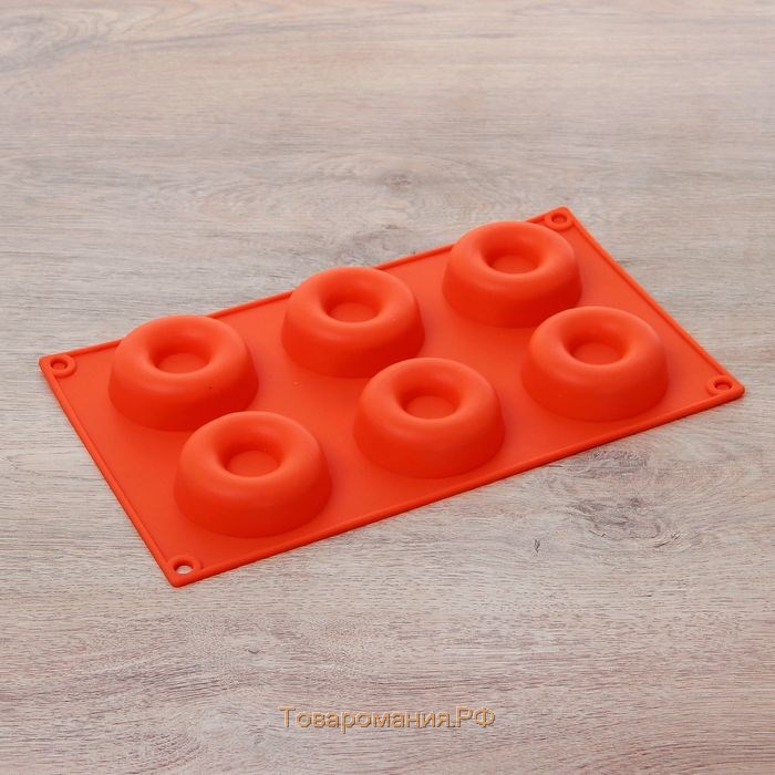 Форма для выпечки «Сладости. Пончики», 29×17 см, 8 ячеек (d=6 см), цвет МИКС