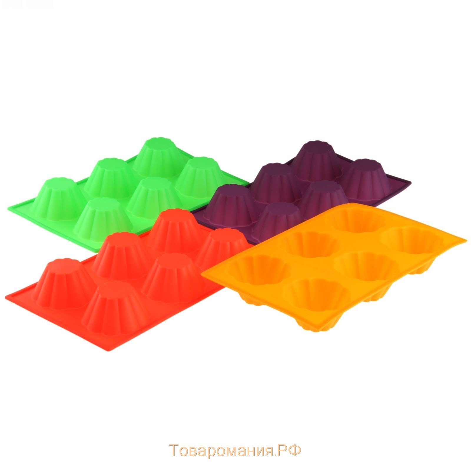 Форма для выпечки «Сладости. Пудинг», силикон, 29,5×17,5 см, 6 ячеек (7,7×4 см), цвет МИКС