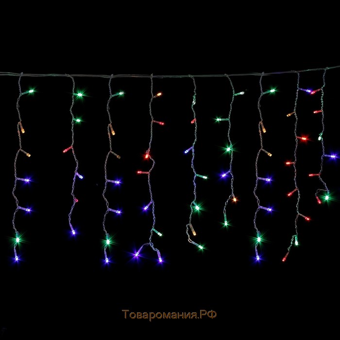 Гирлянда «Бахрома» 4 × 0.6 м, IP44, прозрачная нить, 180 LED, свечение мульти, 8 режимов, 220 В