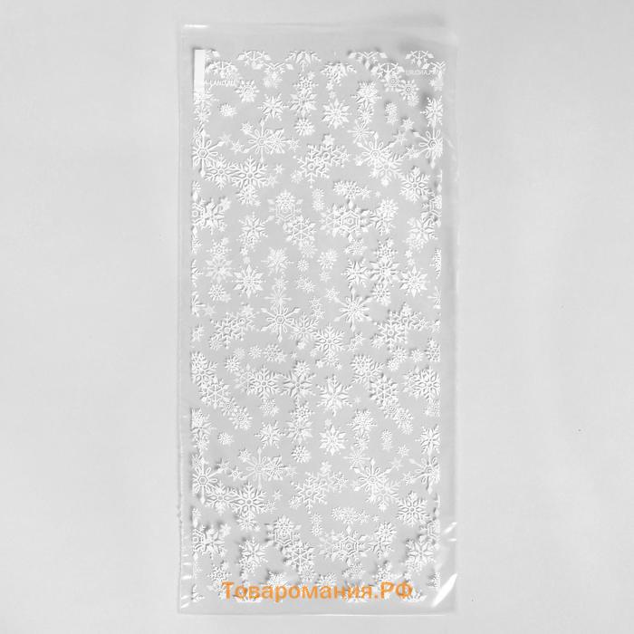 Пакет подарочный пропиленовый «Снежинки», 14 х 29 см, Новый год