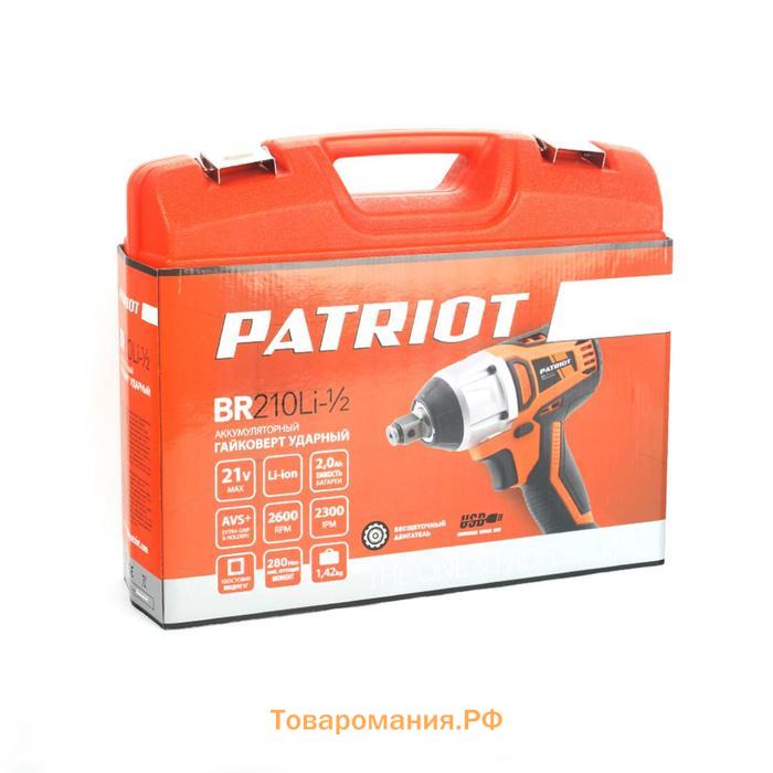 Гайковерт ударный бесщеточный PATRIOT BR210Li-1/2, 21 В, 2х2 Ач, Li-Ion, 280 Нм, бесщеточный