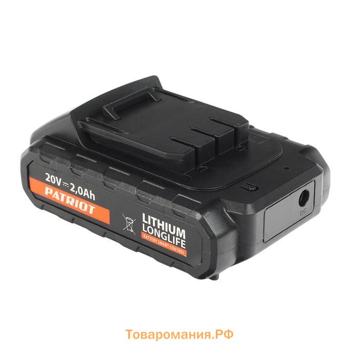 Аккумулятор PATRIOT TheOne, 20 В, 2 Ач, Li-ion, подходит для шуруповертов PATRIOT BR201Li /h   69129