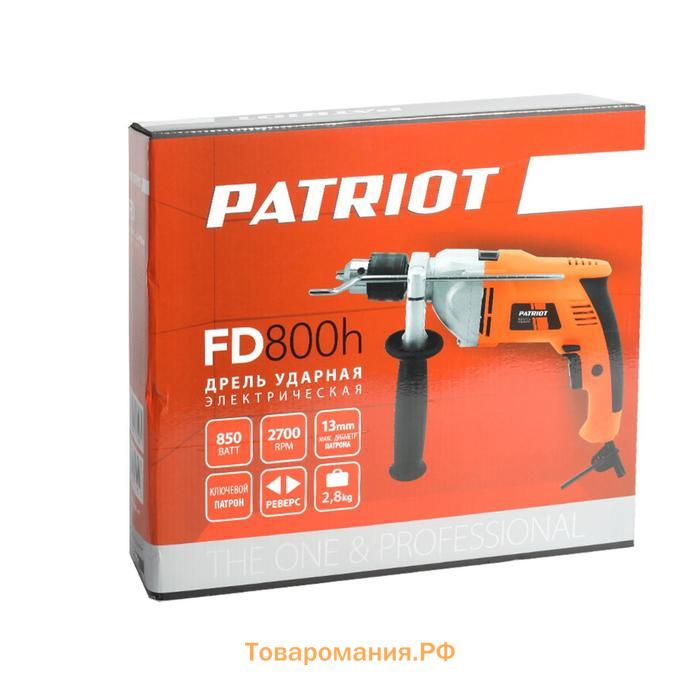 Дрель ударная PATRIOT FD800h, 850 Вт, 2700 об/мин, 43200 уд/мин, max 13 мм, ключевой патрон