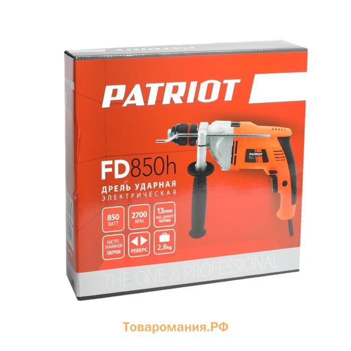 Дрель ударная PATRIOT FD850h, 850 Вт, 2700 об/мин, 43200 уд/мин, быстрозажимной патрон