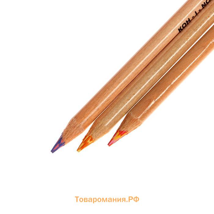 Карандаши много цвета Koh-I-Noor TRI-TONE 3444 24 штук, металлический пенал