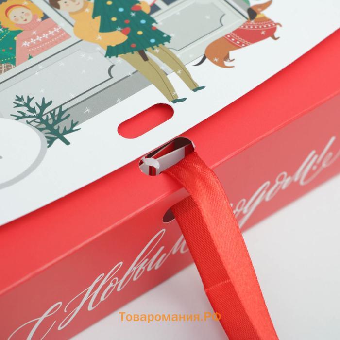 Складная коробка подарочная «Новогодние истории», 20 х 18 х 5 см, БЕЗ ЛЕНТЫ, Новый год