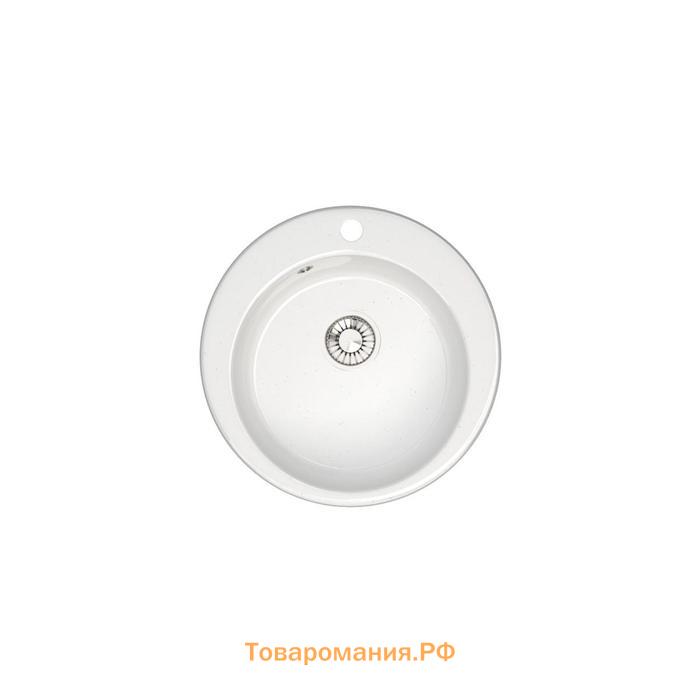 Мойка кухонная из камня Glanz Виктори L30G31, 475x475x180 мм, глянцевая, врезная, белая