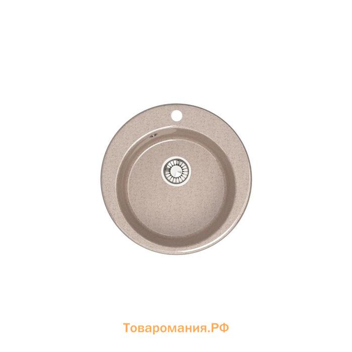 Мойка кухонная из камня Glanz Виктори L30G34, 475x475x180 мм, глянцевая, врезная, песочная