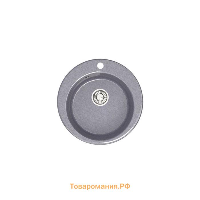 Мойка кухонная из камня Glanz Виктори L30G35, 475x475x180мм, глянцевая, врезная, темно-серая   69232