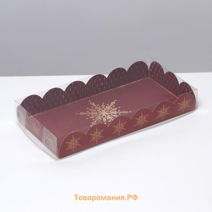 Коробка для кондитерских изделий с PVC крышкой «Gold», 10.5 х 21 х 3 см, Новый год