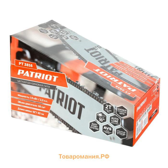 Пила цепная бензиновая PATRIOT PT3816, 1.5 кВт, 16"/40 см, 3/8, 57 зв., 12000 об/мин