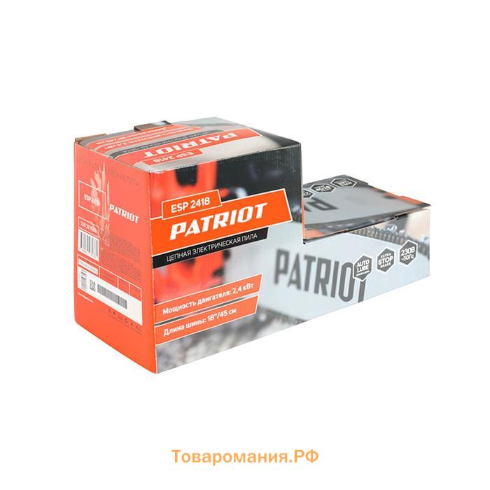 Пила цепная электрическая PATRIOT ESP2418, 2.4 кВт, 18'/45 см, 3/8, 62 зв., плавный пуск