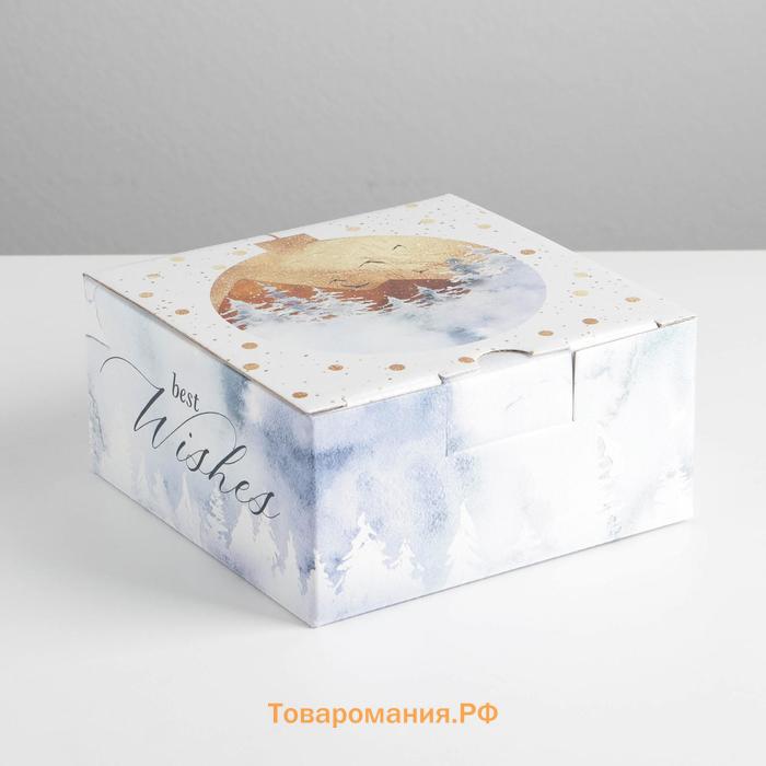 Коробка складная «Best wishes», 15 х 15 х 7 см, Новый год