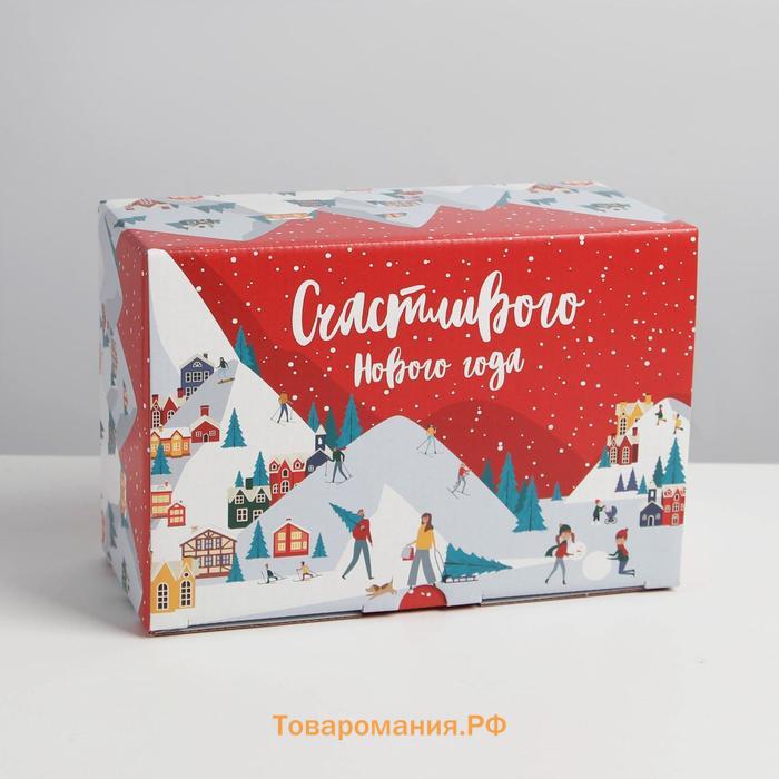 Коробка складная «Зимний город», 22 х 15 х 10 см, Новый год