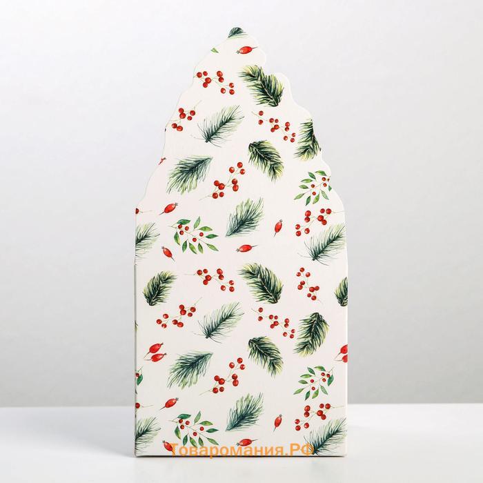 Коробка для мини-букетов «С новым годом», снегири, 12 х 17 х 10 см, Новый год