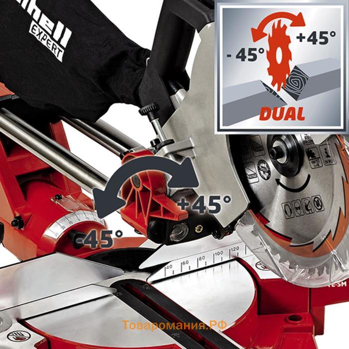 Пила торцовочная Einhell TE-SM 2534 Dual, 1800 Вт, 5100 об/мин, диск 250х30 мм, протяжка