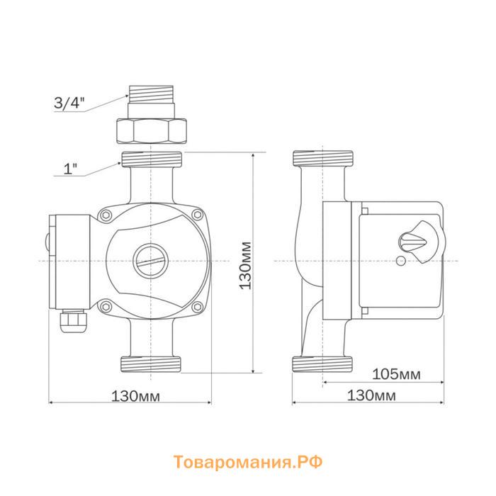 Насос циркуляционный Aquario AC 206-130 5206, 100 Вт, 60 л/мин, напор 6 м, чугун