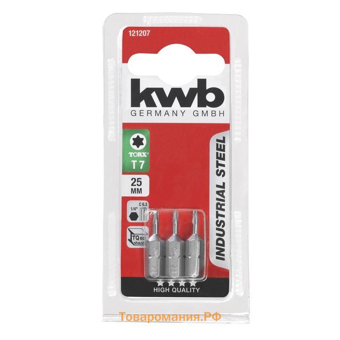 Бита KWB INDUSTRY, TORX7, сталь TQ60, 25 мм, 3 шт