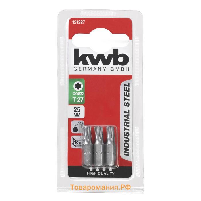 Бита KWB INDUSTRY, TORX27, сталь TQ60, 25 мм, 3 шт