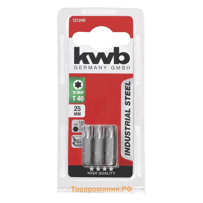 Бита KWB INDUSTRY, TORX40, сталь TQ60, 25 мм, 3 шт