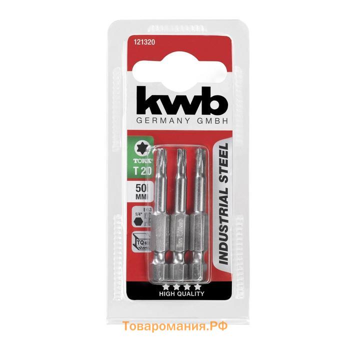 Бита KWB INDUSTRY, TORX20, сталь TQ60, 50 мм, 3 шт