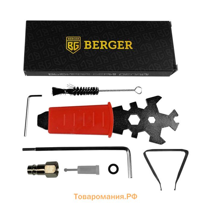 Краскопульт пневматический BERGER «ЗИЛЬБЕР» BG1388, HVLP, 30 DIN, 3 атм, 1/4F, сопло 1.3 мм