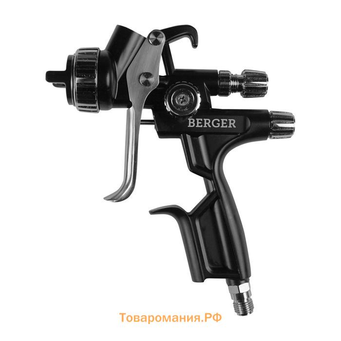 Краскопульт пневматический BERGER «ЗИЛЬБЕР» BG1388, HVLP, 30 DIN, 3 атм, 1/4F, сопло 1.3 мм