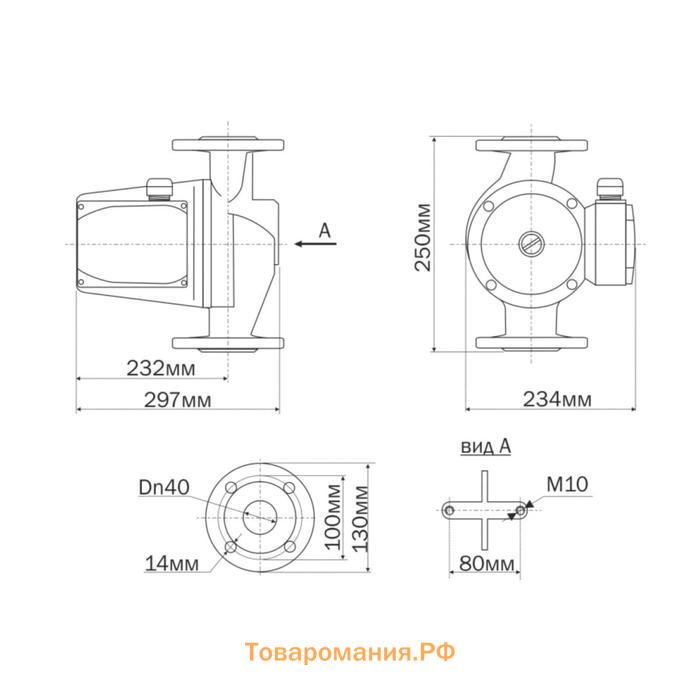 Насос циркуляционный Aquario AC 8-12.5-40F 5412, 1000 Вт, 260 л/мин, напор 16 м, чугун