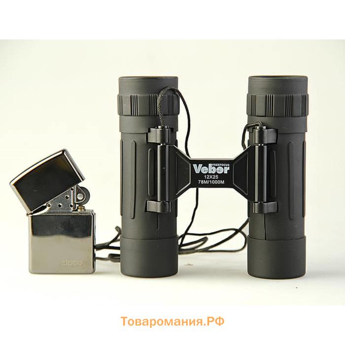 Бинокль Veber Free Focus БП, 12 × 25 ff, цвет чёрный