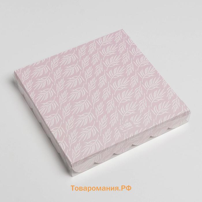 Коробка для печенья, кондитерская упаковка с PVC крышкой, «8 марта», 21 х21 х 3 см
