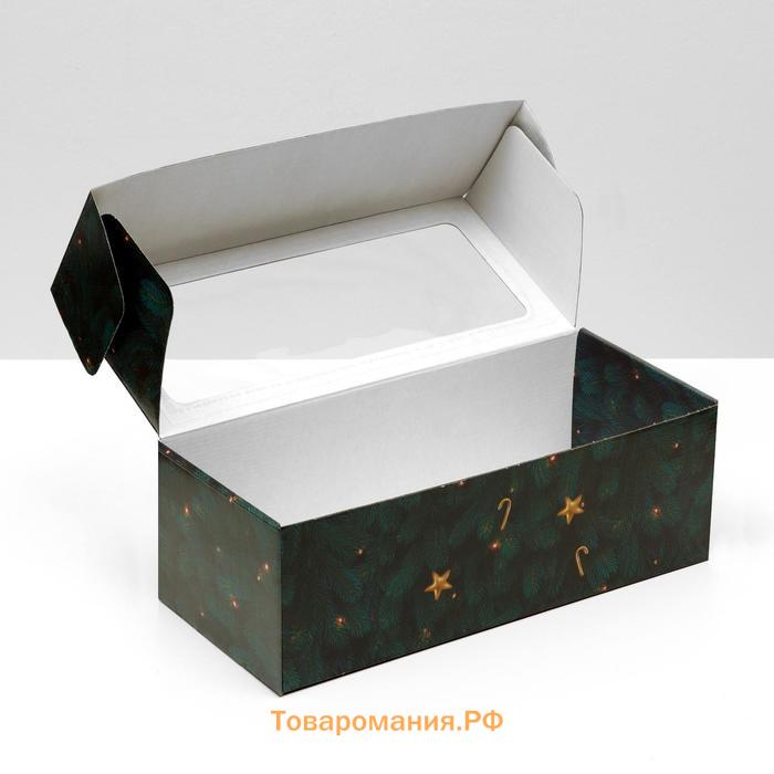 Коробка самосборная, с окном, "Счастливого Рождества", 16 х 35 х 12 см