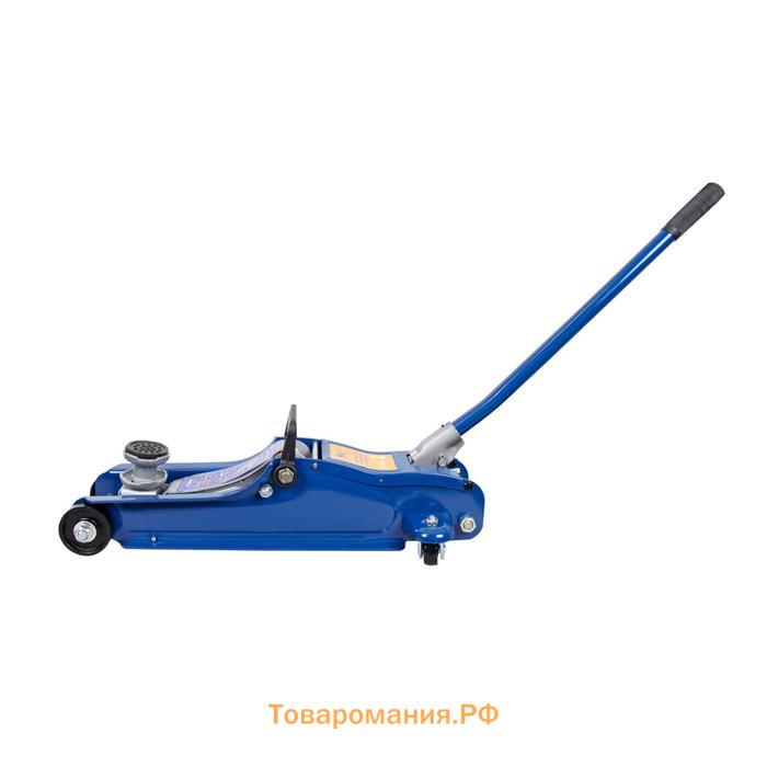 Домкрат подкатной KRAFT KT 820011, низкопрофильный, резиновая опора, кейс, h=80-360 мм, 2 т