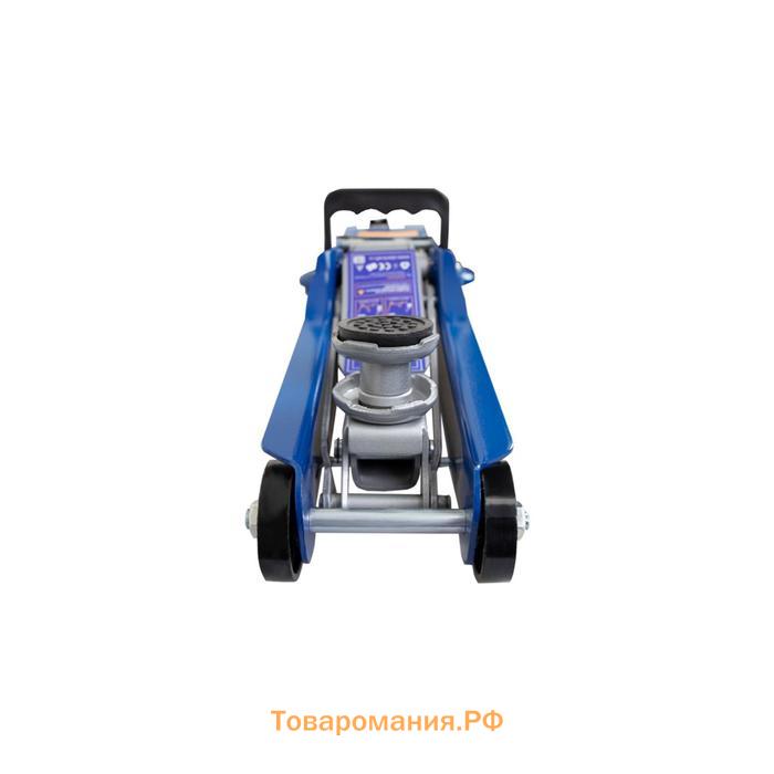 Домкрат подкатной KRAFT KT 820011, низкопрофильный, резиновая опора, кейс, h=80-360 мм, 2 т