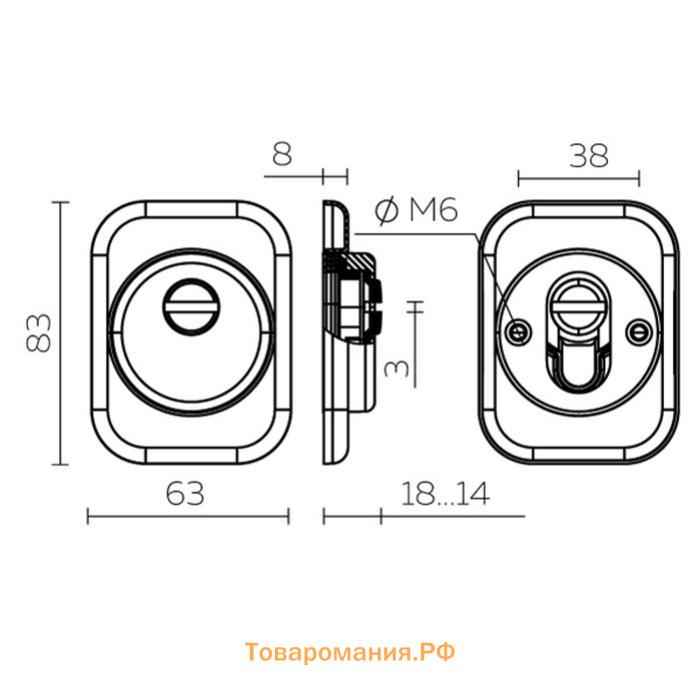 Броненакладка DEF 4286 SQ XL квадрат CP-8, цвет хром