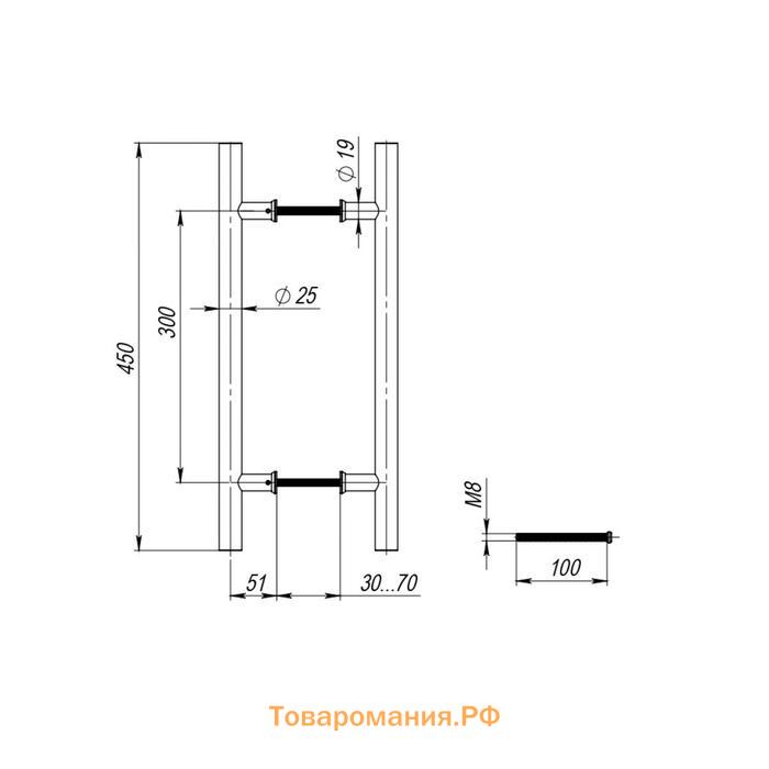 Ручка-скоба PH-22-25/300-INOX, нержавейка 201