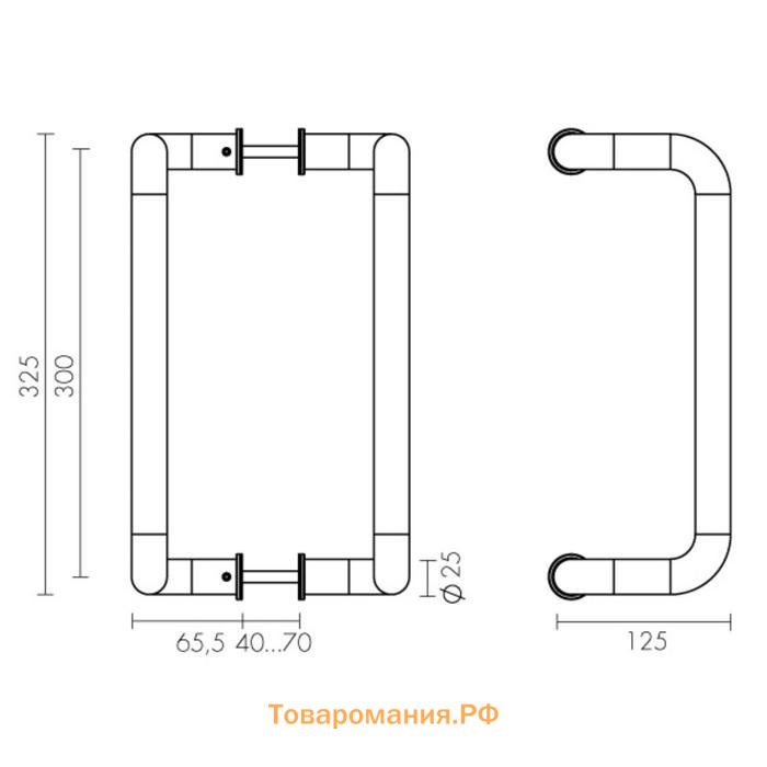 Ручка-скоба PH-25-25/300-INOX, нержавейка 304