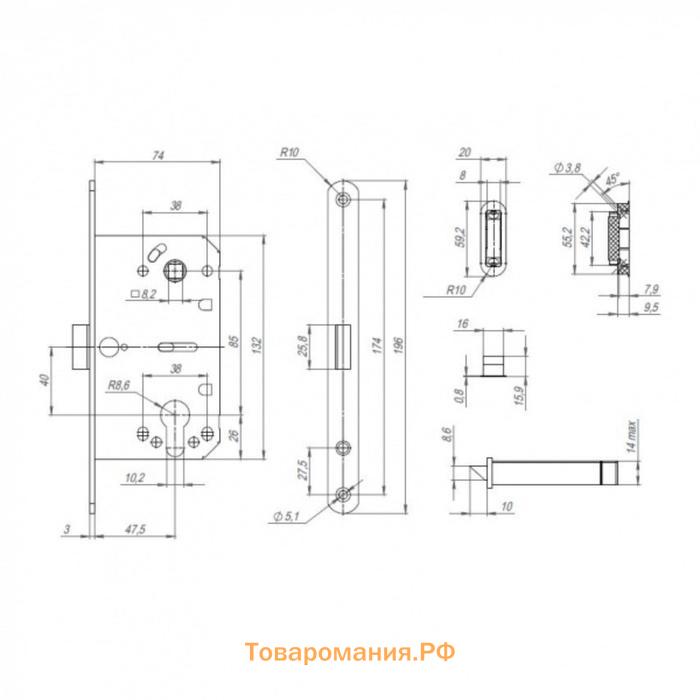 Корпус замка ML85-50 BL, черный