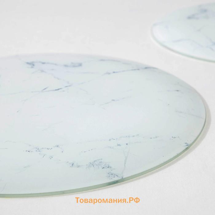 Набор столовый «Мрамор», 7 предметов: тарелка d=30 см - 1 шт, d=21,5 см - 6 шт, цвет белый