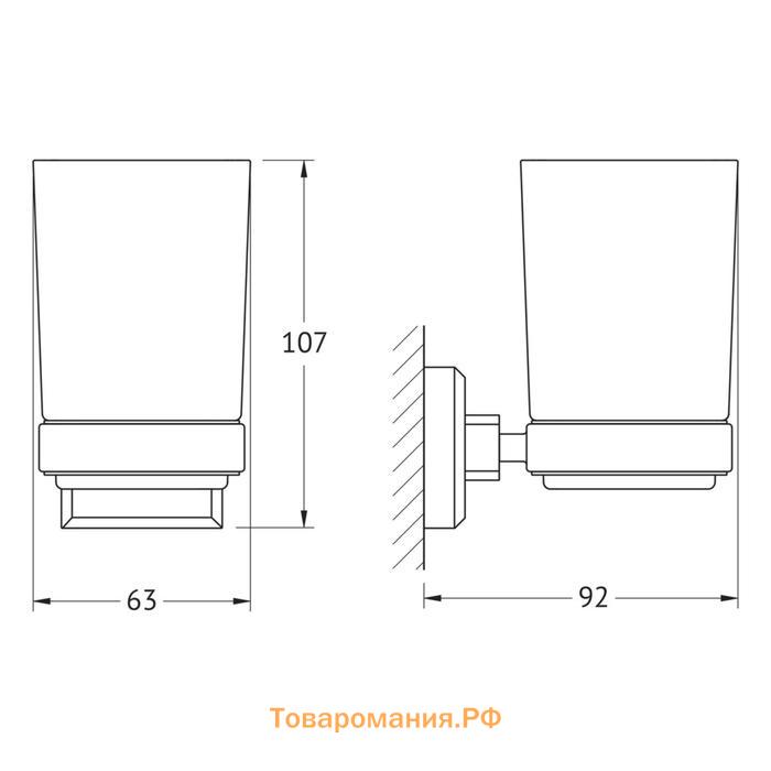 Держатель со стаканом, матовое стекло, хром