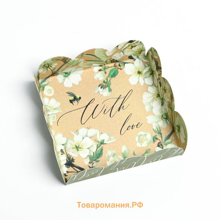 Коробка для печенья, кондитерская упаковка с PVC крышкой, «Пчёлка», 13 х 13 х 3 см