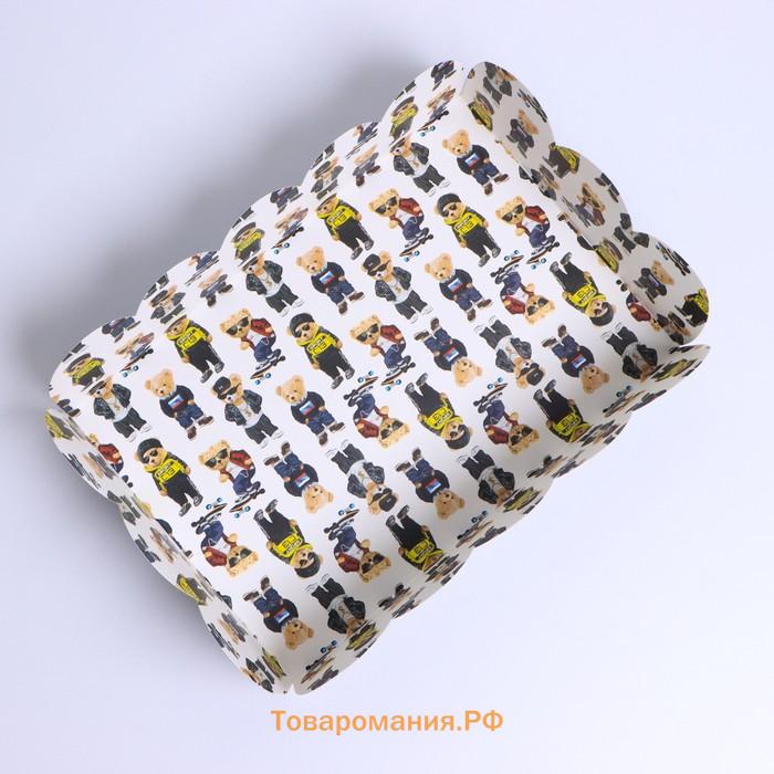 Коробка для печенья, кондитерская упаковка с PVC крышкой, «Мишки», 20 х 30 х 8 см