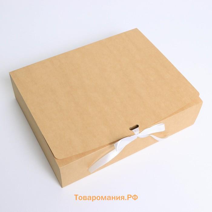 Коробка подарочная складная крафтовая, упаковка, 30.7 х 24.3 х 7.9 см