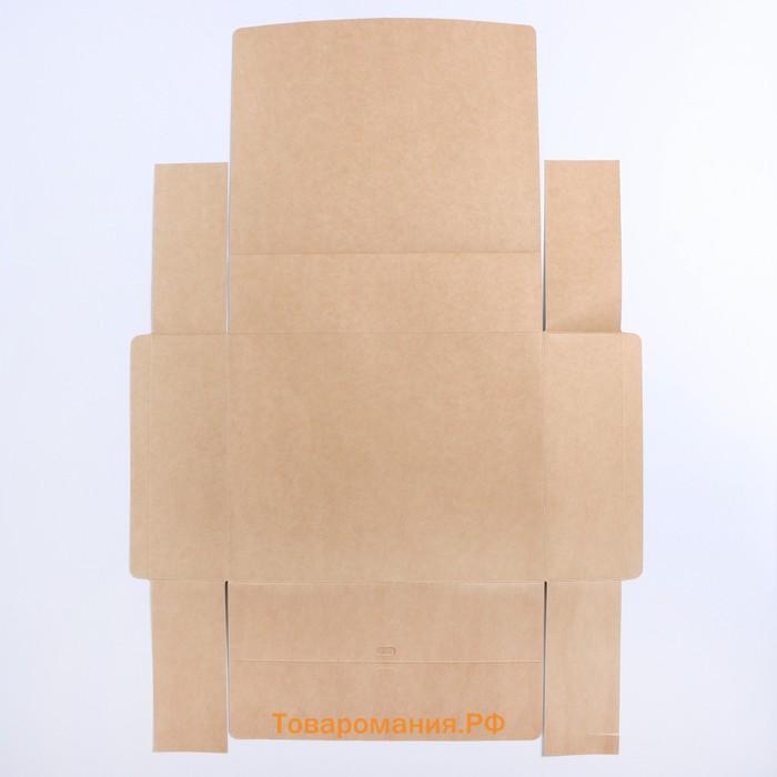 Коробка подарочная складная крафтовая, упаковка, 30.7 х 24.3 х 7.9 см