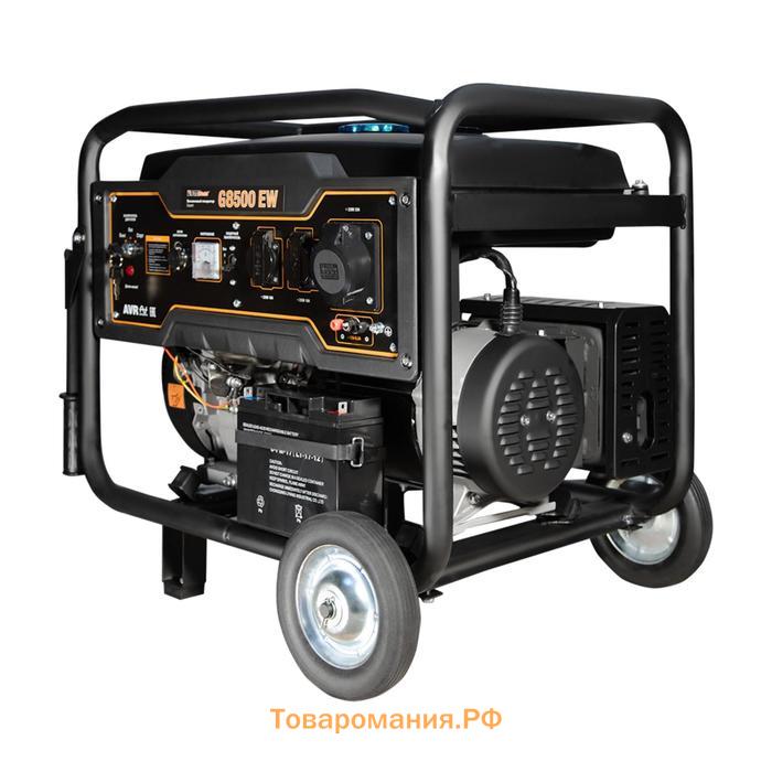 Бензиновый генератор FoxWeld Expert G8500 EW, 7.5 кВт, 3х220 В/16 А, 12 В, электропуск